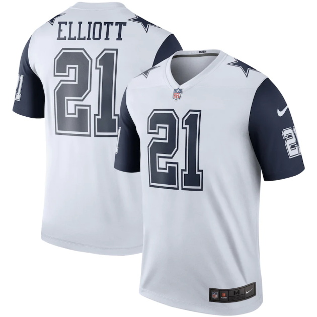 mens nike ezekiel elliott white dallas cowboys color rush legend player jersey